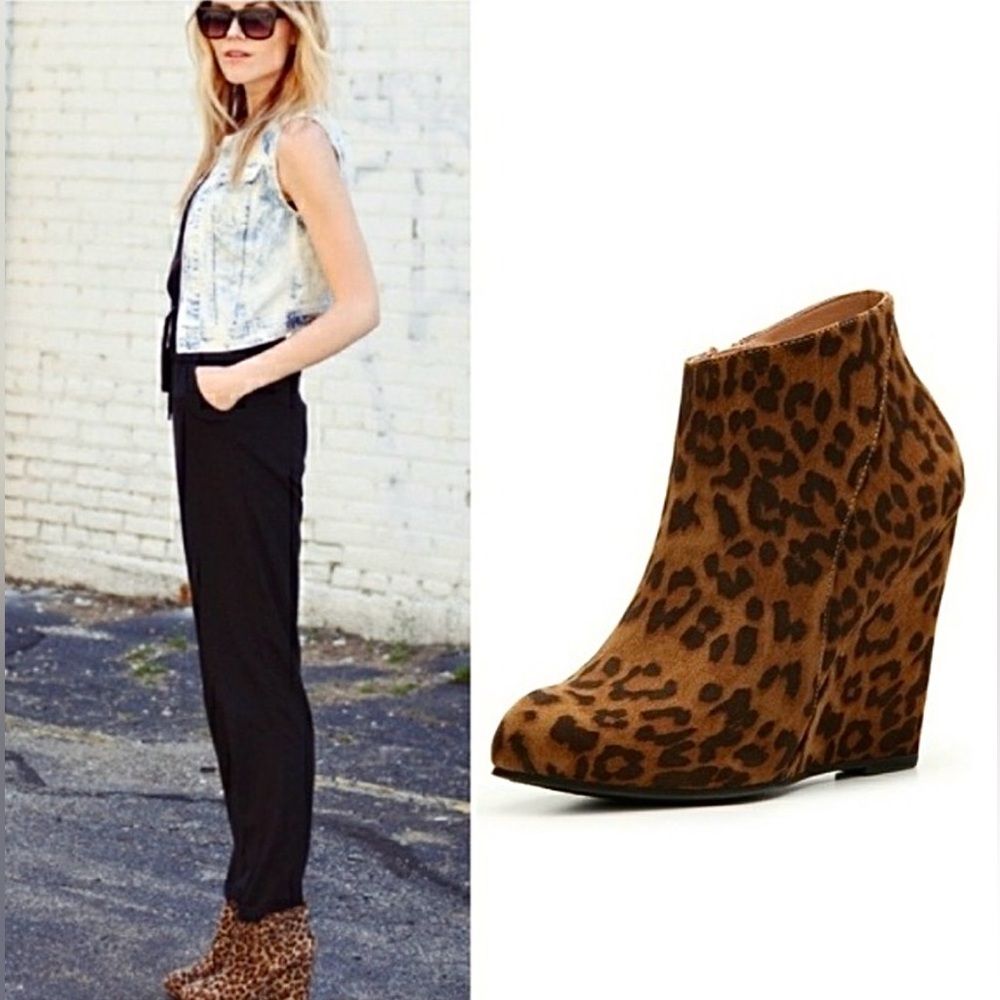 2/$25 Madden Girl Zumba Leopard Bootie Wedges
